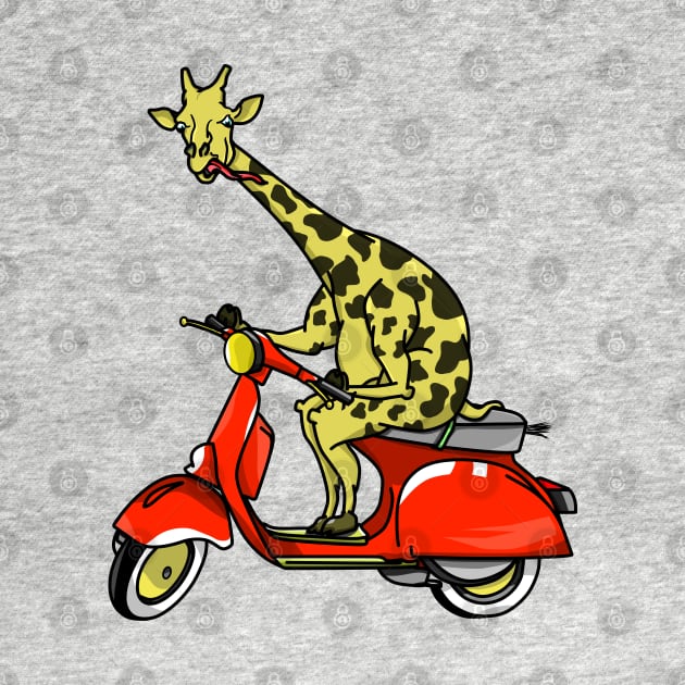 Giraffe Riding A Motor Scooter by mailboxdisco